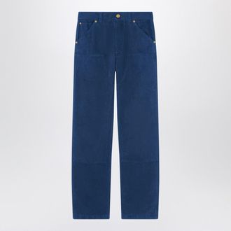 Versace Petrol Blue Cotton Carpenter Trousers