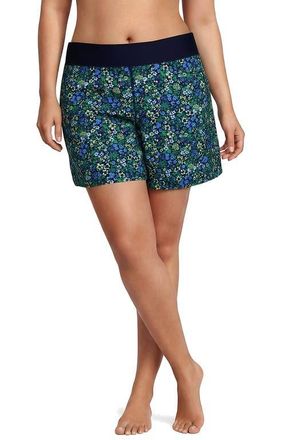 Lands End Sunshade UPF 50 5 Board Shorts in Navy Multi Ditsy Floral at Nordstrom, Size 24W