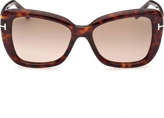 Tom Ford Maeve 55mm Gradient Polarized Butterfly Sunglasses in Dark Havana /Gradient Brown at Nordstrom Rack