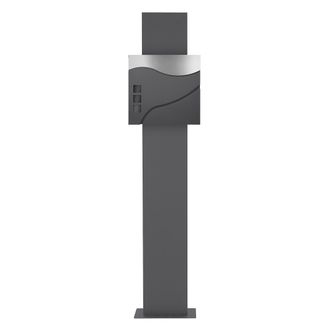 ECD Germany Ecd Germany Buz&oacute;n Correos De Pie 37x10,5x36,5cm Acero Inoxidable Moderno Antracita/plata Soporte Stand Antracita 170cm Altura Compartimiento Integrado