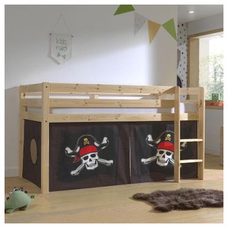 M&S Collection M&s - Cama De Media Altura 90x200 Con Somier Y Funda Pirata Vipack Pino Madera