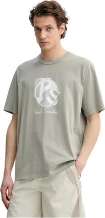 Paul Smith Tops, Heren, Grijs, M, Katoen, Logo Print T-Shirt