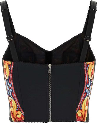 Dolce & Gabbana Silk Ruote Carretto-Print Bodysuit - Black