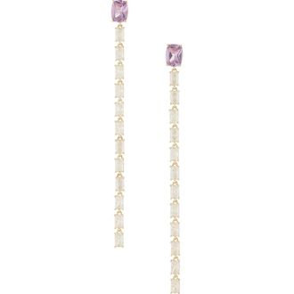 Nadri Cubic Zirconia Linear Drop Earrings in Gold/Purple at Nordstrom Rack