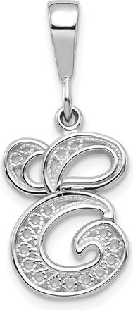 Diamond2Deal 10K White Gold Filigree Initial E Pendant