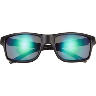 Oakley Gibston 61mm Wrap Sunglasses in Matte Black/Prizm Jade at Nordstrom