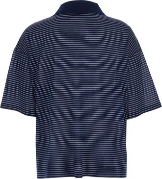 Ami Womens Polo Striped Boxy Fit Blue Cotton T-Shirts & Jerseys