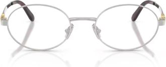 Miu Miu Silver Metal Minimalist Oval Sunglasses