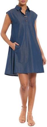 London Times Cap Sleeve Denim A-Line Dress at Nordstrom Rack, Size X-Small