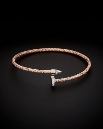 Meshmerise 18K Over Silver 0.08 ct. tw. Diamond Bangle Bracelet