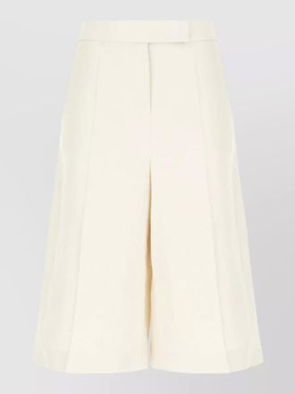 Max Mara linen bermuda shorts pleats belt loops pockets