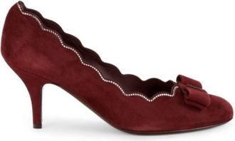 Ferragamo Carla Stud-Embellished Scalloped Pumps, Size 7 D