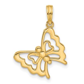 Diamond2Deal 14k Yellow Gold Polished Fancy Butterfly Charm