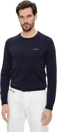 Aeronautica Basic Crewneck Katoenen Trui - Heren - Ronde hals truien - Blauw - 2XL - Katoen - Truien & Vesten