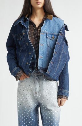 Monse Loop Hem Doubled Denim Jacket in Indigo at Nordstrom, Size X-Small