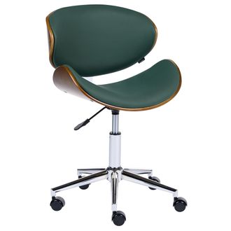 Beliani Silla De Escritorio Tapizada En Piel Sint&eacute;tica Elevador De Gas Asiento Ajustable En Altura Giratoria Con Ruedas Verde Rotterdam