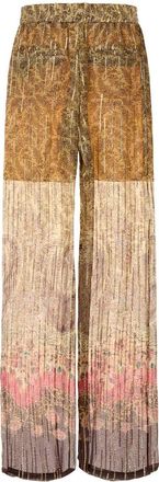 Valentino Garavani Womens Printed Pekin Wide-Leg Pant Almondbeigemulticolor Pantaloni Trousers