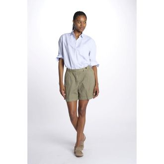 Massimo Alba Dames, Korte broeken, Groen, Maat: XL Linnen