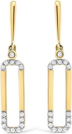 House of Brilliance 14K Yellow Gold 1/5 Cttw Diamond Paper Clip Dangle Earrings