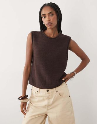 Abercrombie & Fitch Top in maglia traforata marrone