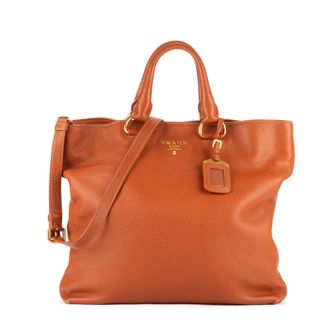 Prada Pre-owned Womens Large Shopping Tote Shoulder Bag - Orange - One Size