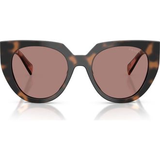 Prada 52mm Cat Eye Sunglasses in Mauve Tortoise /Light Brown at Nordstrom