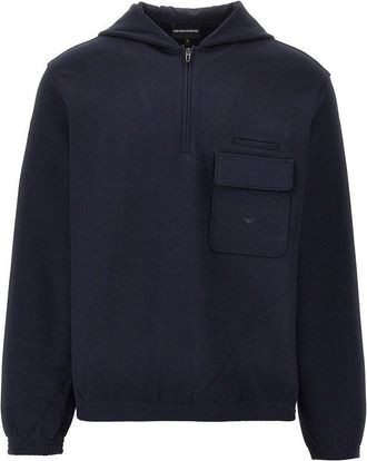 Emporio Armani Travel Essential piquet jersey hoodie Man XL