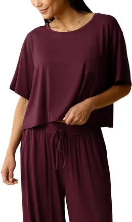 Kindred Bravely Aria Casual Cropped Short Sleeve Top in Deep Burgundy at Nordstrom, Size X-Large
