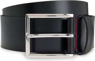 HUGO BOSS Lederg&uuml;rtel HUGO Giaspo Sz40, Herren, Gr. 11,5, schwarz (schwarz 001), Rindsleder, unifarben, G&uuml;rtel Lederg&uuml;rtel, mit Logo-Schlaufe