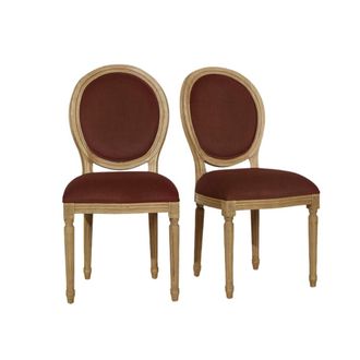 Robin des Bois Juego de 2 sillas de hevea y tela de color efecto noisette