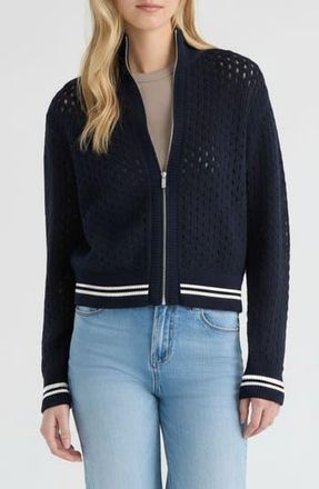 Hunter Stripe Openwork Bomber Jacket in Navy at Nordstrom Rack, Size X-Small