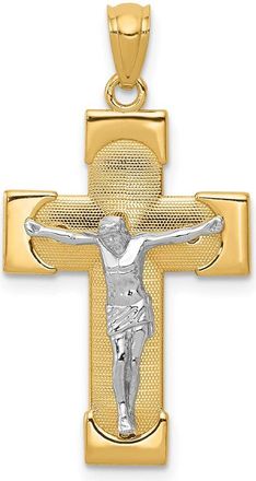 Diamond2Deal 14k Two-tone Gold Crucifix Pendant