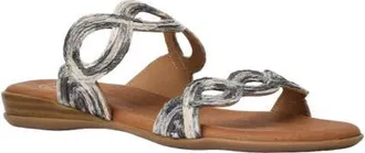 Andr&eacute; Assous Nizzie Double Strap Slide Sandal in Black/Natural at Nordstrom, Size 10