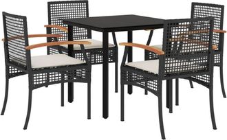 vidaXL Set De Muebles Jard&iacute;n 5 Pzas Con Cojines Rat&aacute;n Sint&eacute;tico Negro Vidaxl