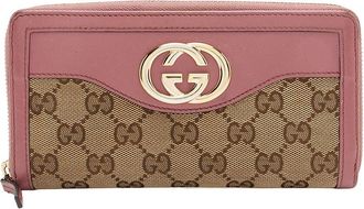 Gucci Beige Gg Canvas Sukey Zip Around Wallet (Authentic Pre-Loved)