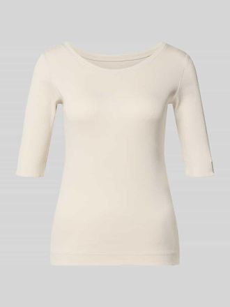 Marc Cain T-Shirt in Ripp-Optik mit Rundhalsausschnitt in Offwhite, Gr&ouml;&szlig;e 34