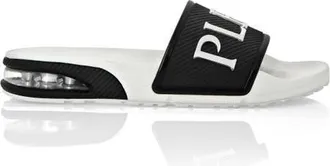 Plein Sport Slides Unisex in White/black at Nordstrom, Size 38