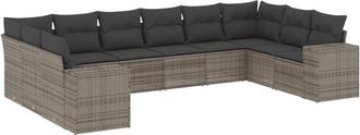 vidaXL Set De Sof&aacute;s De Jard&iacute;n 10 Pzas Con Cojines Rat&aacute;n Sint&eacute;tico Gris Vidaxl