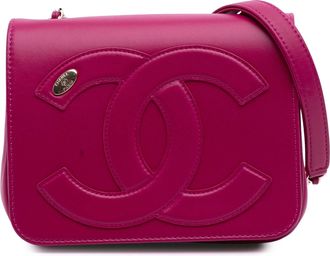 Chanel Pre-owned Womens Cc Logo Crossbody Bag - Fuschia Leather - One Size