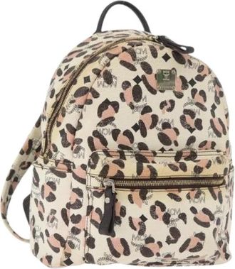 MCM Pre-owned PVC Leather Backpack - Dames - Vintage Rugzakken - Beige - ONE Size - Leer - Vintage