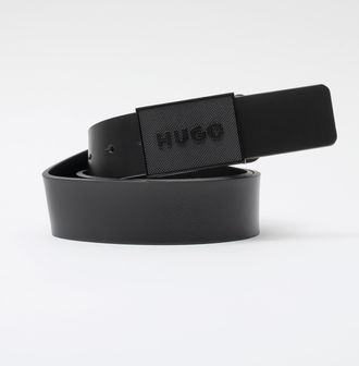 HUGO BOSS Mens Gethon Belt in Black Leather - Size 32 (Waist)