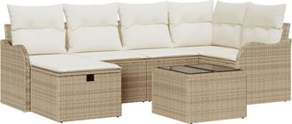 vidaXL Vidaxl - Garden Sofa Set 7 pcs Beige and cream 232.5 x 122.5 x 85 cm