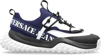Versace Jeans Couture Sportschoenen met Gedrukt Logo - Heren - Sneakers - Wit - 42 EU - Leer - Schoenen