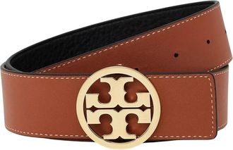 Tory Burch Omkeerbare leren riem met gouden gesp - Dames - Riemen - Bruin - S - Leer - Accessoires