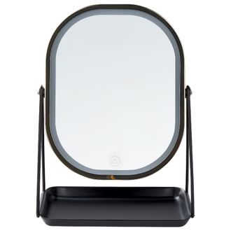 Beliani Beliani - Espejo De Maquillaje Led De Metal Dorado Negro 20 X 32 Cm Tocador Dordogne