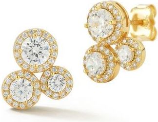 Glaze Jewelry Cubic Zirconia Cluster Halo Stud Earrings in Gold at Nordstrom Rack