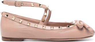 Valentino Garavani Rockstud leather ballerina shoes - women - Calf Leather/Calf Leather/Calf Leather - 38.5 - Pink