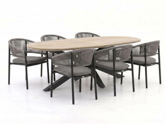 Bellagio la vita attrattiva + 15% kassakorting | Bellagio Panaro/ROUGH-Y Ellips 240cm dining tuinset 7-delig stapelbaar