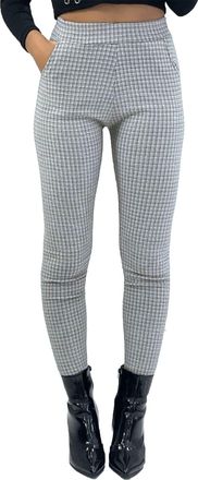 Generic Womens Smart Skinny Fit Houndstooth Pocket Detail Stretch Fit Trousers Pants Leggings - Small-X/Large (as8, Alpha, l, x_l, Regular, Regular, Beige, Sk