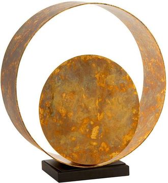 Loops Hand Finished Gold Patina Table Lamp Light - Dark Bronze Base - Inline Switch